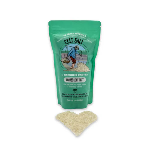 Sal Marina Celta - Bolsa Resellable de Sal Gruesa Gris Claro (disponible en 1/2 lb y 1 lb)